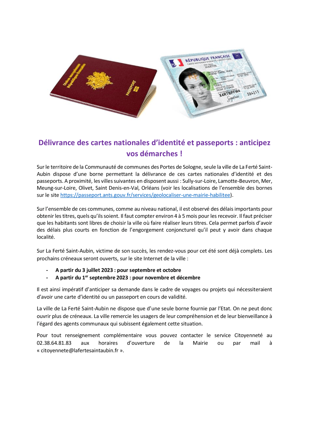 Cartes Nationales D Identit Et Passeports Marcilly