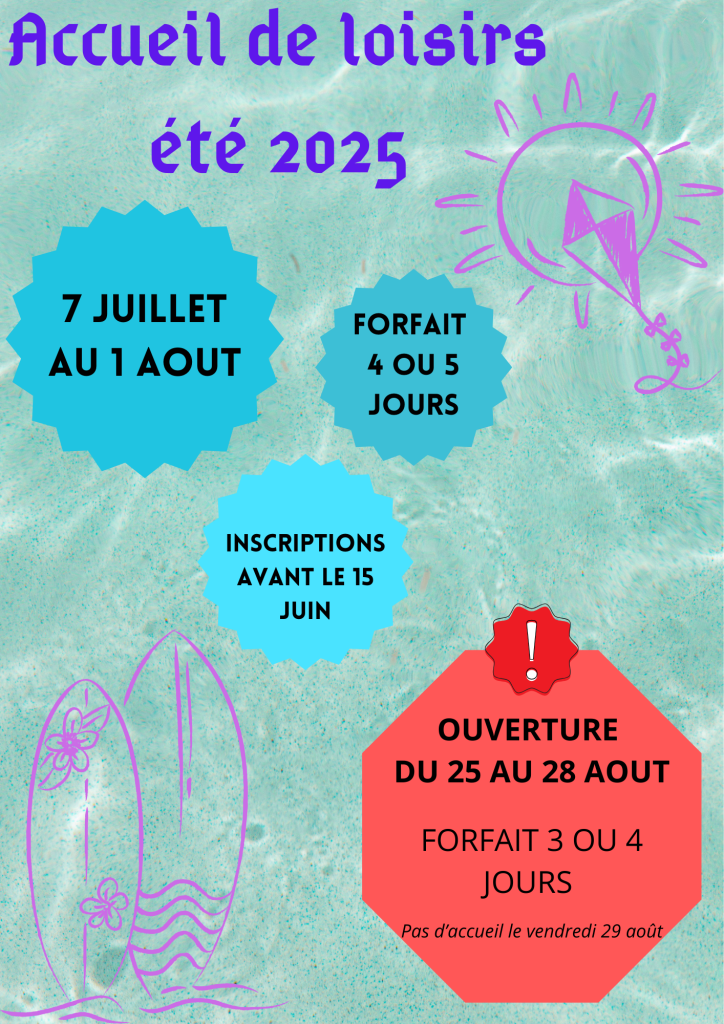 INSCRIPTIONS ACCUEIL DE LOISIRS ÉTÉ 2025